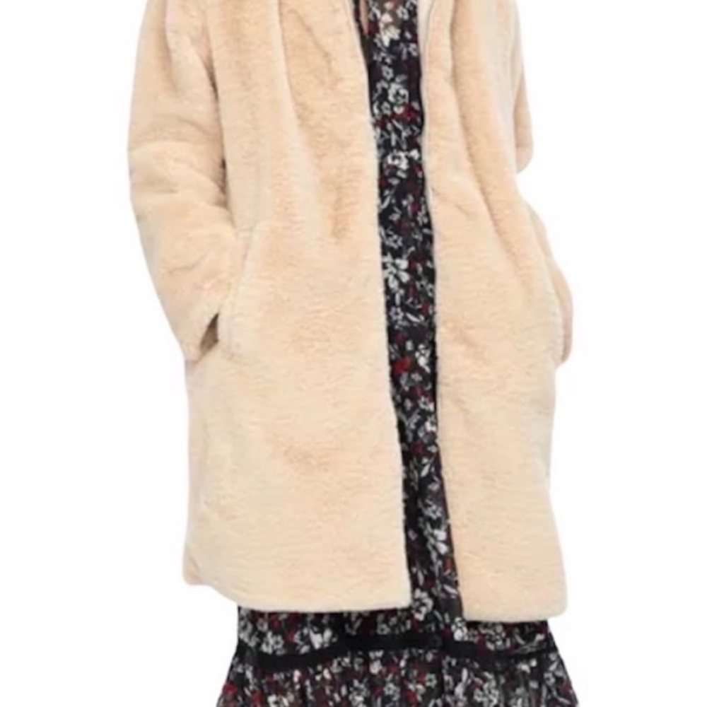 Zara Cream Faux Fur Trench Coat